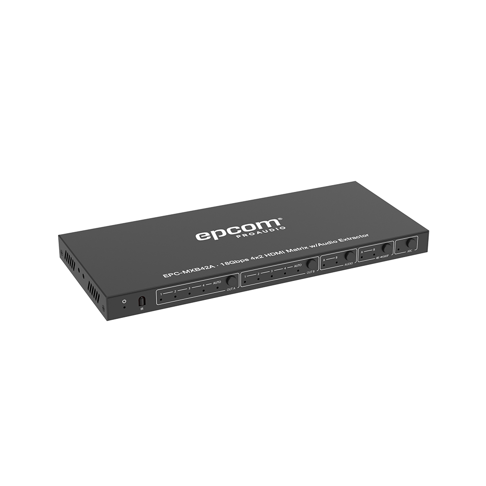 Matricial HDMI | 4x2 | 4K2K@60Hz | HDR | YCbCr 4:4:4 | EDID Auto | Extractor de Audio | Salida de audio análoga y digitalizados | HDCP 2.2 | 18 Gbps
