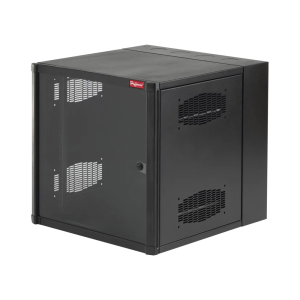 Gabinete AccessPlus de 12 UR Montaje en Pared de 19in, Rieles Numerados y Roscados #10-32, Puerta con Ventana de Seguridad, 600 mm de Ancho, 637 mm de Profundidad, Color Negro