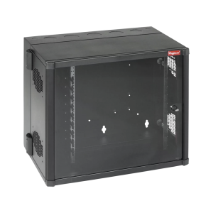 Gabinete AccessPlus de Montaje 26 UR en Pared de 19in, Rieles Numerados y Roscados #10-32, Puerta con Ventana de Seguridad, 700 mm de Ancho, 637 mm de Profundidad, Color Negro