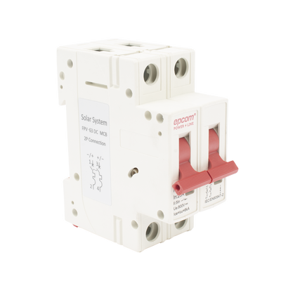 Protección Térmica/ Interruptor 2P, 20 A, Corriente Directa 800 Vcc para Aplicación Fotovoltaica Montaje Riel DIN (FPV632PC20)