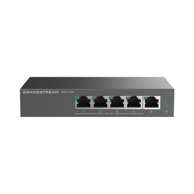 Switch PoE+ Gigabit No Administrable / 5 puertos 10/100/1000 Mbps / 4 puertos PoE+ / hasta 60W (GWN7700P)