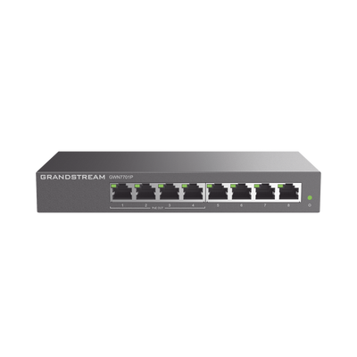 Switch PoE+ Gigabit No Administrable / 8 puertos 10/100/1000 Mbps / 4 puertos PoE+ / hasta 60W (GWN7701P)