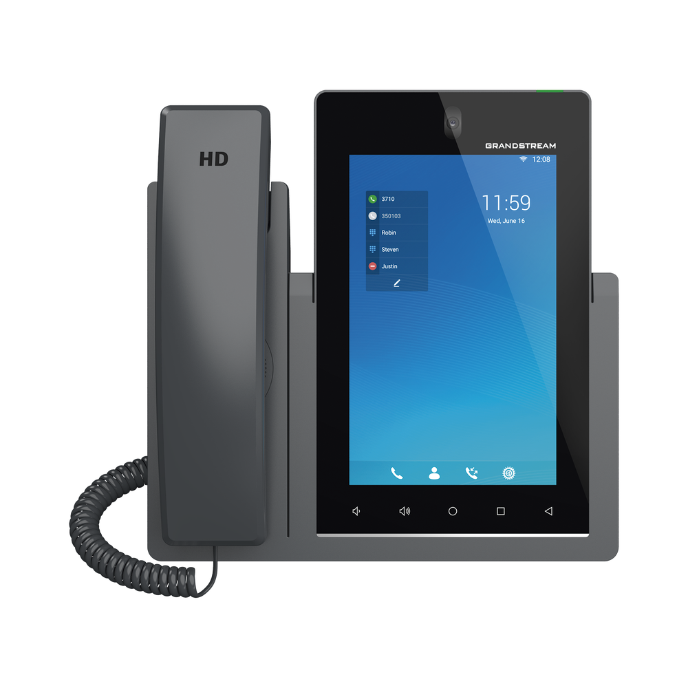 Teléfono IP Android 11, 16 líneas SIP con 16 cuentas, pantalla táctil 7", puertos Gigabit, Wi-Fi, Bluetooth, PoE, codec Opus, IPV4/IPV6 con gestión en la nube GDMS