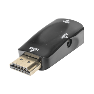 Adaptador (Convertidor) HDMI a VGA  / HDMI Macho a VGA Hembra / Resolución 1920x1080 @ 60Hz  / Adaptador de Audio de 3.5 mm / Chapado en Níquel