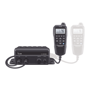 Radio móvil marino en tipo caja negra con un micrófono remoto command mic incluido | Tx:156.025-157.425MHz, Rx:156.050-163.275MHz | canales CAN,USA,INT |