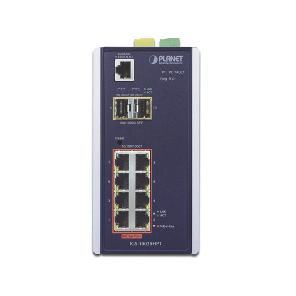 Switch Industrial Administrable Capa 2, 8 puertos PoE Gigabit 802.3af/at, 2 Puertos SFP de 1 / 2.5 Gigabit, Entrada de Voltaje Secundaria para Fuente Redundante - Image 2