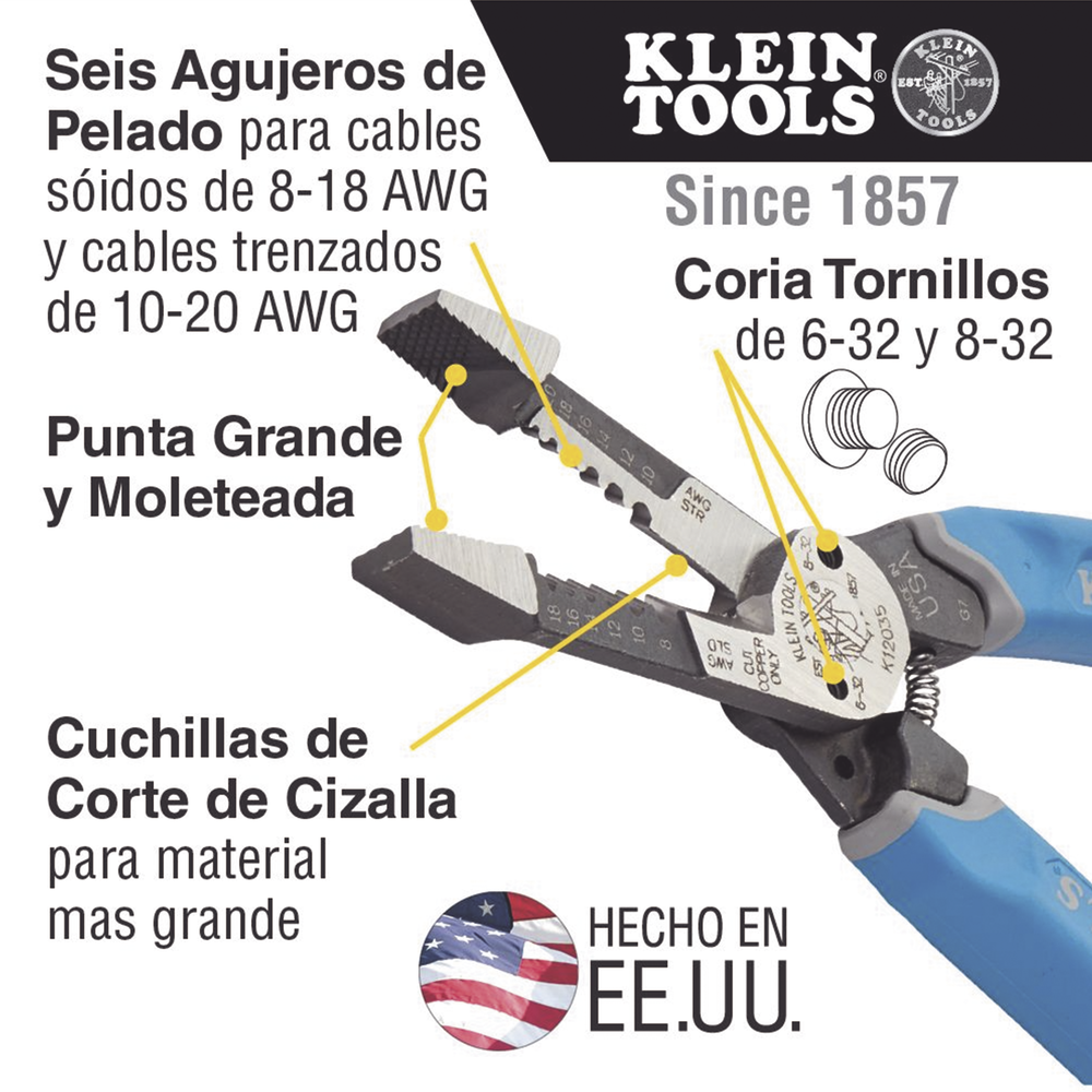 Pelacables con Corte por Cizalla para Cable Sólido 8-18 y Cable Trenzado 10-20 AWG. - Image 2