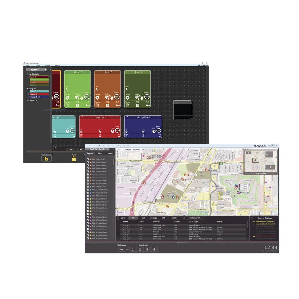 Software base para gestión de radios KENWOOD. Req. licencias de despacho, GPS, Grabación de Llamadas, 100% IP, Emergencias, Mensajería