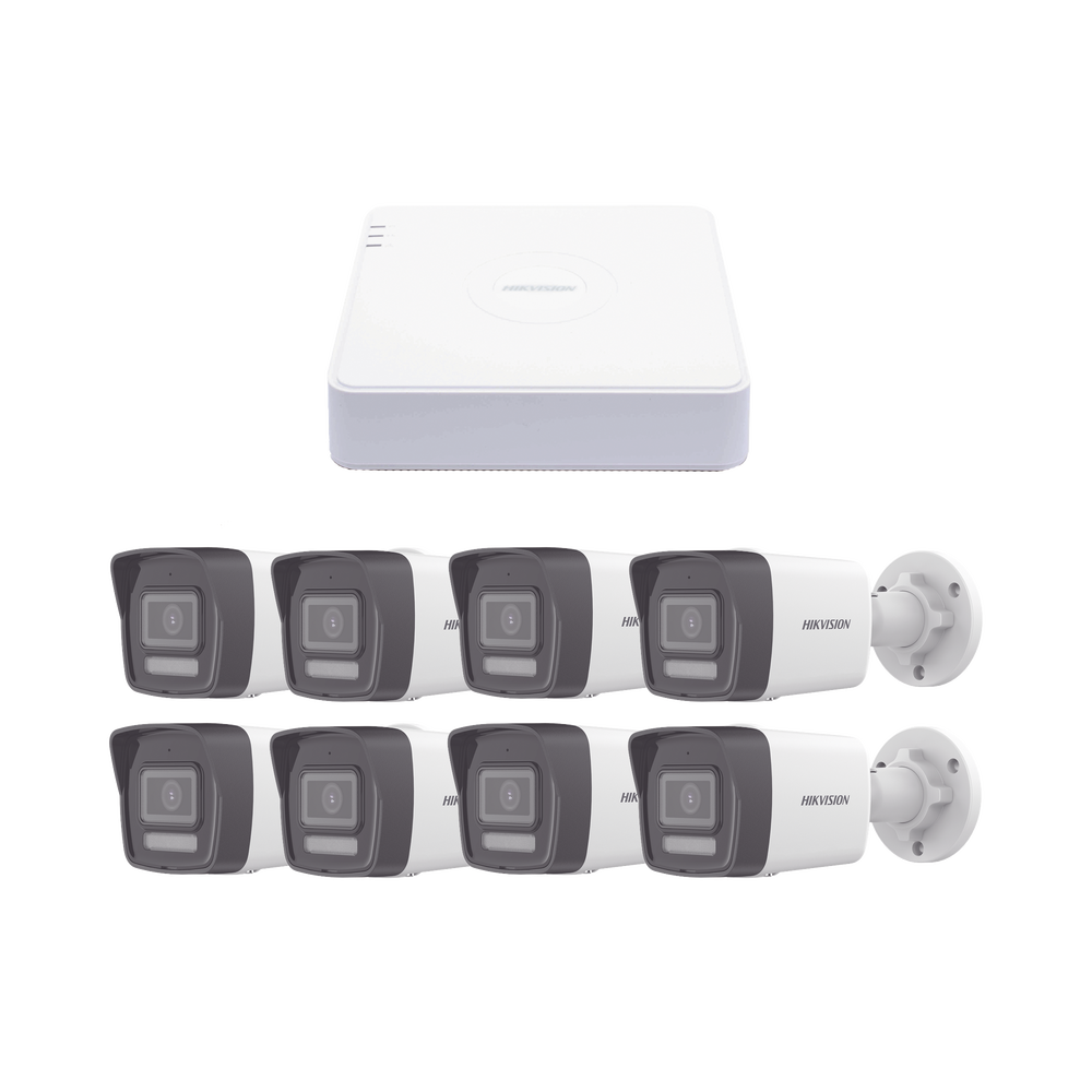Kit IP 1080p (2 Megapixel) / NVR de 8 Canales con 8 Puertos PoE / 8 C?maras IP Bala ColorVu Lite y Motion Detection 2.0 / Micr?fono Integrado