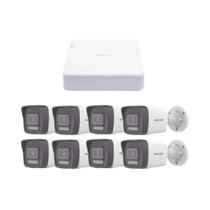 Kit IP 1080p (2 Megapixel) / NVR de 8 Canales con 8 Puertos PoE / 8 Cámaras IP Bala ColorVu Lite y ACUSENSE Lite / Micrófono Integrado (KIPCV2M/8B)