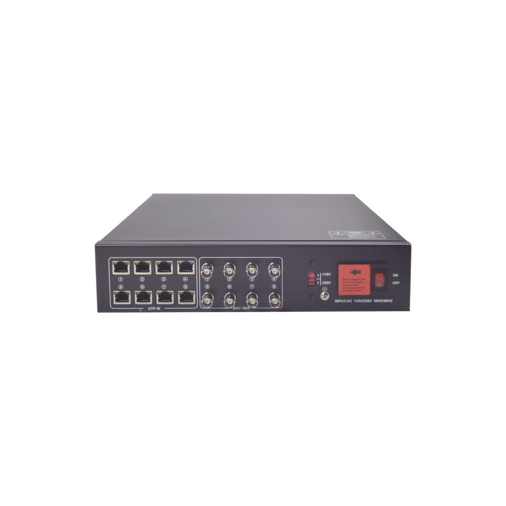 Kit de TRANSCEPTOR ACTIVO DE 8 CANALES / VIDEO+PODER en un solo Cable UTP / 150 metros en 4K, 200 metros en 5 MP/ Envía 36 Vcc y Recibe 12 Vcc / TODO INCLUIDO PARA RACK / Compatible con cámaras HD-TVI/CVI/AHD/CVBS / INSTALACIÓN LIMPIA - Image 3