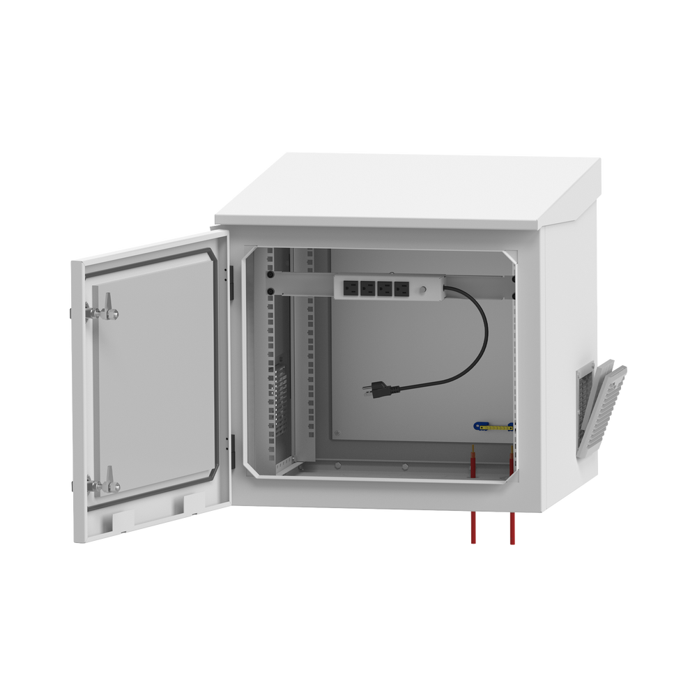 Gabinete de Exterior con Rack de 19" de 9UR con Ventiladores y Termostato, Se envía el Gabinete armado, (Montaje a poste o torre se vende por separado). - Image 3