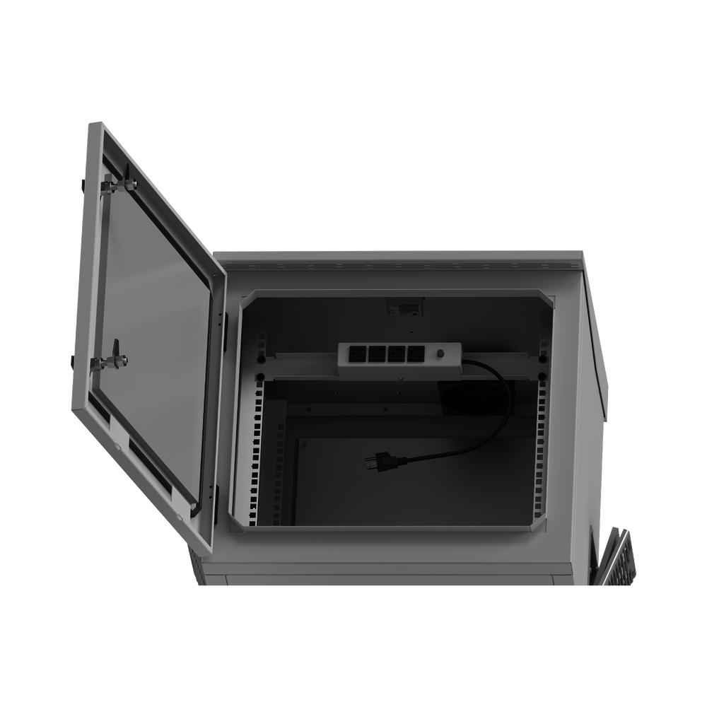 Gabinete de Exterior con Rack de 19" de 9UR con Ventiladores y Termostato, Se envía el Gabinete armado, (Montaje a poste o torre se vende por separado). - Image 6