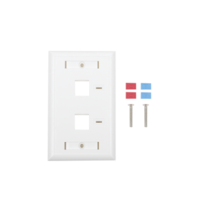 Placa de Pared de 2 Puertos, Keystone, con Espacio para Etiqueta, Color Blanco (LP-FP-22)