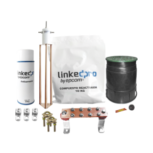 Kit Puesta a Tierra 30A / Electrodo Cobre Electrolítico / Diseño Delta / Filtro Equipotencial / Compuesto 12 kg / Barra Unión + Conectores + Registro (LP-GROUND30A-KIT)