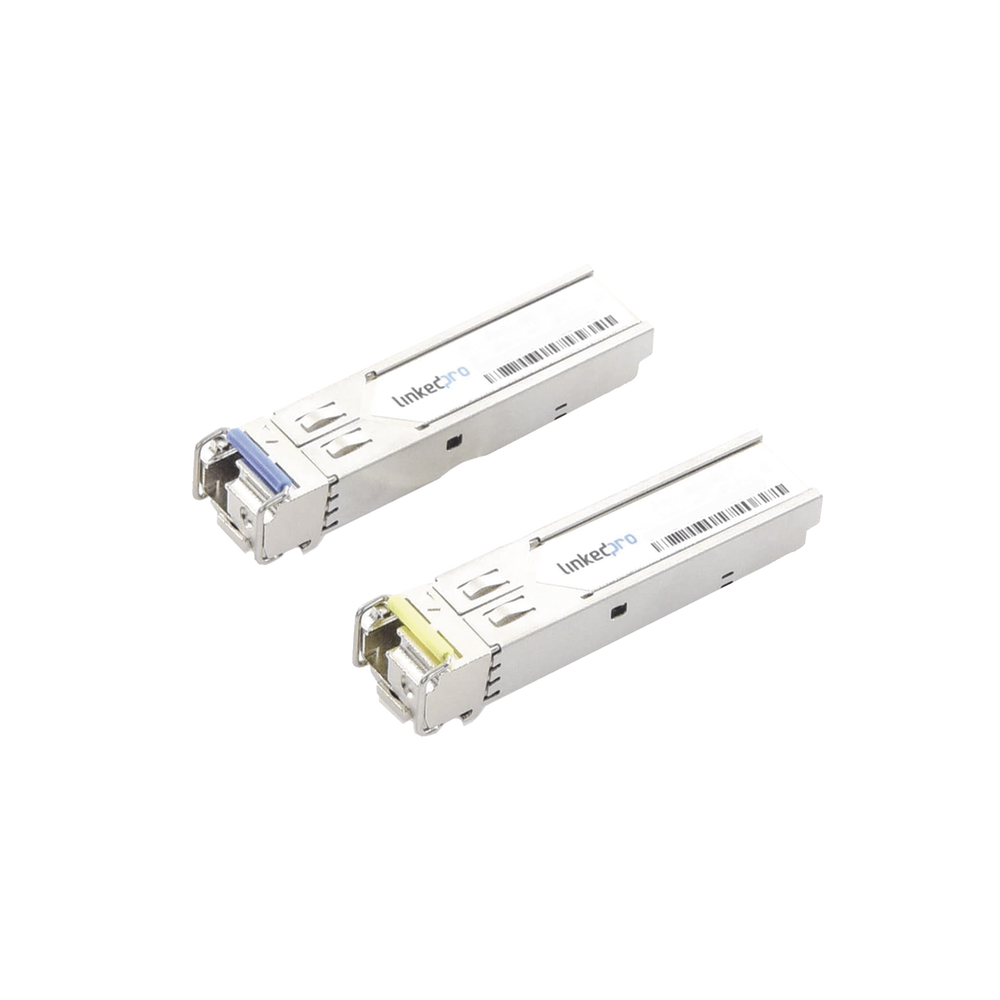 Transceptores Ópticos Industriales Bidireccionales SFP (Mini-Gbic) / Monomodo 1490 & 1550 nm / 1.25 Gbps / 1000BASE-BX / Conector LC/UPC Simplex / DDM / Hasta 80 km / 2 Piezas