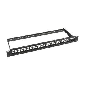 Patch Panel Modular sin Blindaje de 24 Puertos, 1U, con Barra para Organizar Cable (LP-PP-23-UTP-BK-24P)