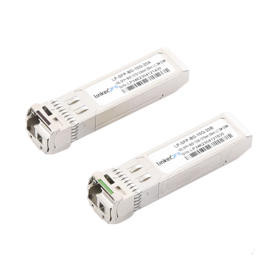 Transceptores Ópticos Bidireccionales SFP+ (Mini-Gbic) / Monomodo 1270 & 1330 nm / 10 Gbps / 1000BASE-BX / Conector LC/UPC Simplex / DDM / Hasta 20 km / 2 Piezas (LP-SFP-BD-10G-20)