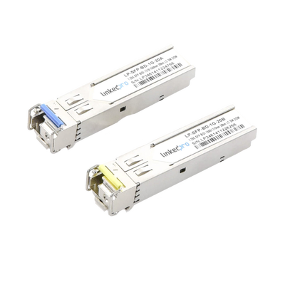 Transceptores Ópticos Bidireccionales SFP (Mini-Gbic) / Monomodo 1310 & 1550 nm / 1.25 Gbps / 1000BASE-BX / Conector LC/UPC Simplex / DDM / Hasta 20 km / 2 Piezas (LP-SFP-BD-1G-20)