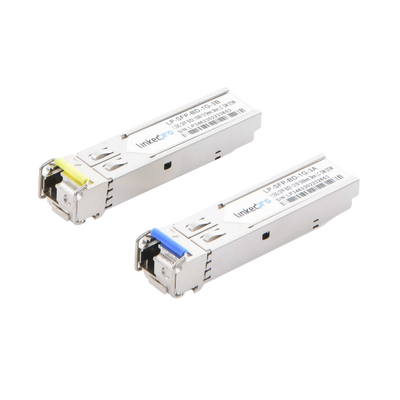 Transceptores Ópticos Bidireccionales SFP (Mini-Gbic) / Monomodo 1310 & 1550 nm / 1.25 Gbps / 1000BASE-BX / Conector LC/UPC Simplex / DDM / Hasta 3 km / 2 Piezas (LP-SFP-BD-1G-3)