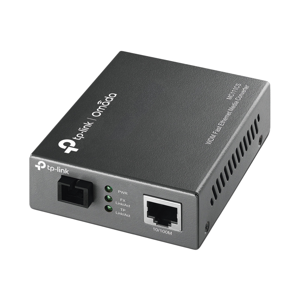 Convertidor Fibra Óptica WDM Monomodo / 1 puerto RJ45 10/100 Mbps / 1 puerto SC/UPC 100 Mbps / Hasta 20 Km / Para su Funcionamiento Requiere el Modelo MC112CS / Plug and Play