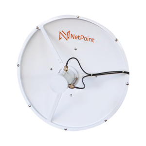 Antena blindada de alto rendimiento de 4 ft, 3.3-3.9 GHz, Ganancia 35 dBi, Conectores N-hembra.