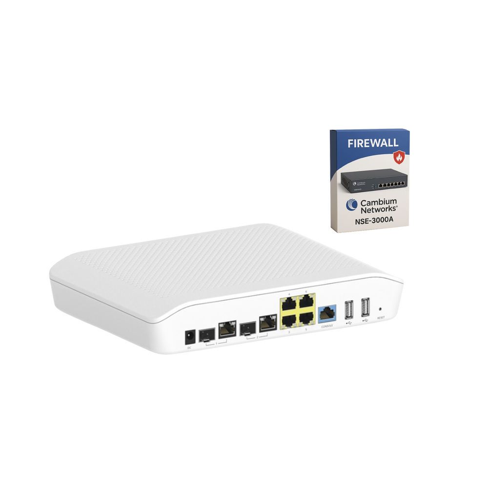Kit Router/Firewall con licencia incluida NSE-SUB-3000-1 / función SD-WAN NSE3000 / 2 puertos WAN Gigabit + 2 SFP combo / 4 puertos LAN Gigabit / Gestión Unificada de Amenazadas / Administración desde la Nube / Hasta 1,000 dispositivo