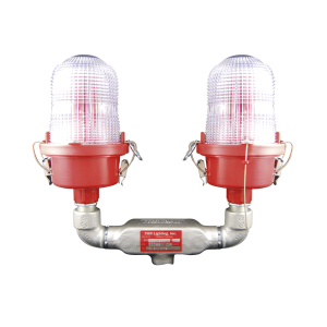 Luz de Obstáculo Doble Baja Intensidad FAA Tipo L-810 / LED Rojo e Infrarrojo / 120-240 VAC / Intensidad Efectiva 32.5 CD / IR 4mW/sr @ 850nm / Base Valox / Lente Acrílico Fresnel / Protección Corrosión