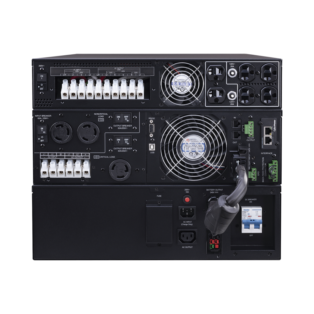 UPS de 8000 VA/8000 W, Online Doble Conversión, 200 - 240 Vac de Entrada, 120 - 240 Vac de Salida, Entrada Hardwired, Onda Senoidal Pura, Torre o Rack de 8 UR, Con 6 Tomas NEMA 5-20R, 3 NEMA L6-30R y Terminal Hardwired - Image 4