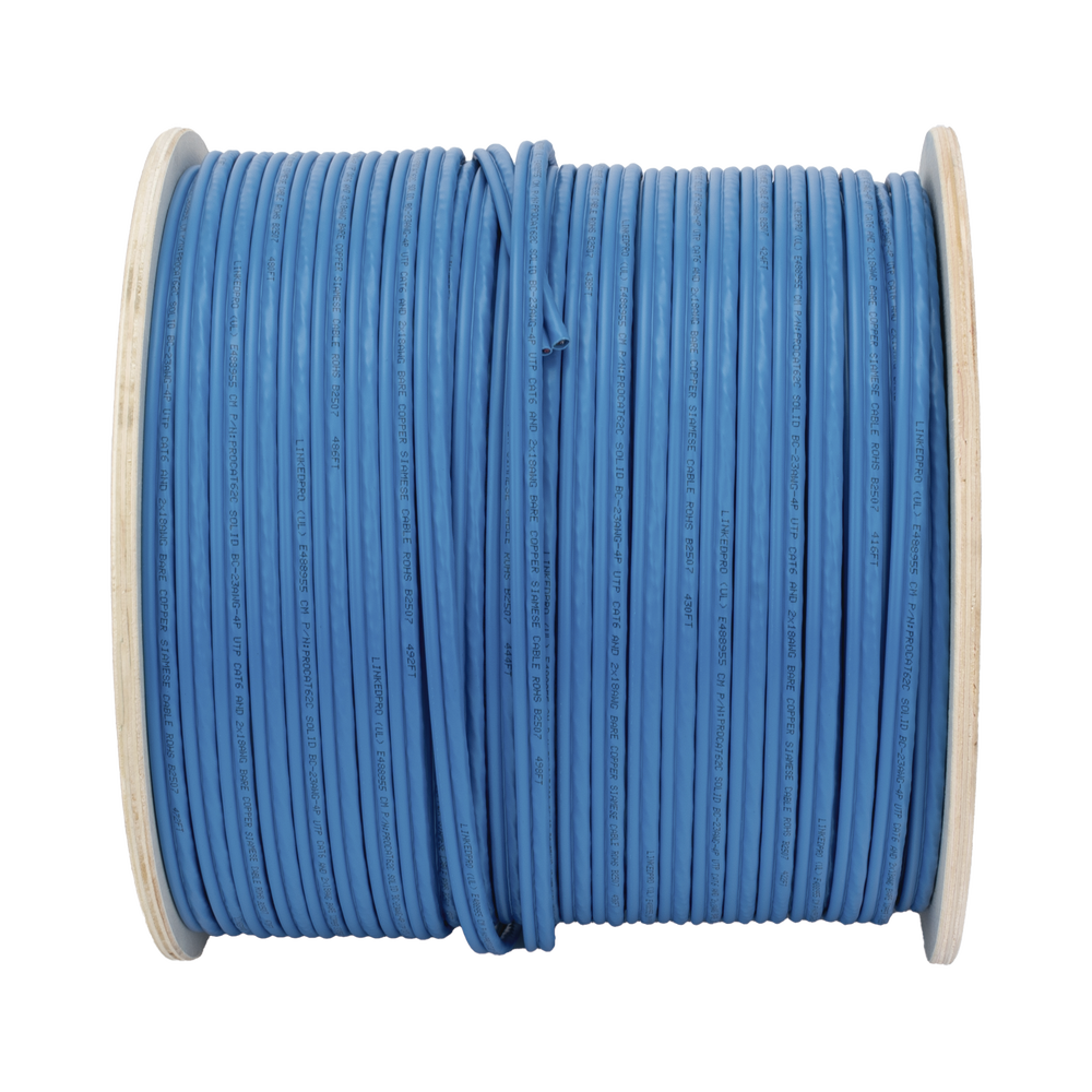Bobina de Cable Siam?s Cat6 UTP 100% Cobre + 2 Cables Gruesos (18 AWG) para Alimentar C?maras M?s Lejos / 152 Metros (500 Pies) / Instalaci?n en Exterior / Uso Industrial para Climas Extremos - Image 3
