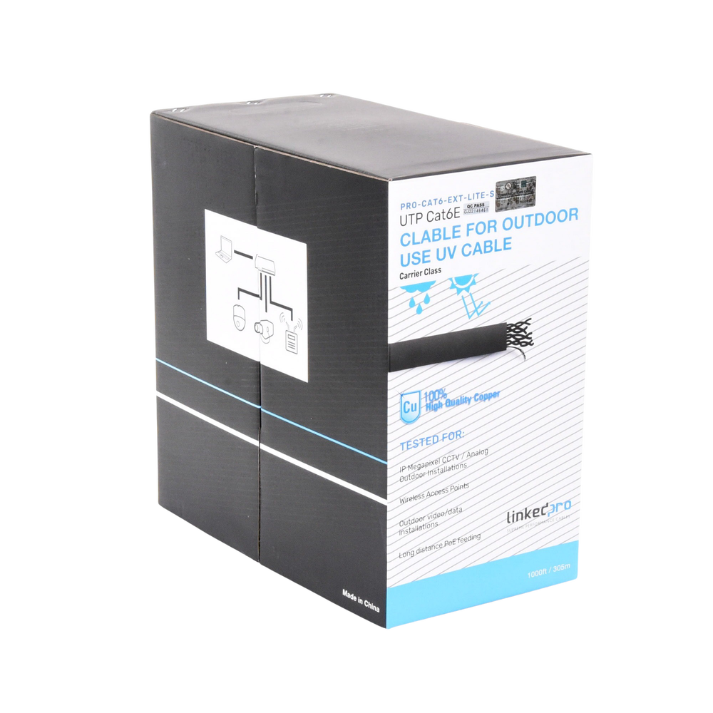 Bobina de Cable 305 Metros (1000 Pies) Cat6, 24 AWG, Climas Extremos, Color Negro, Sin Blindar, para Intemperie - Image 2