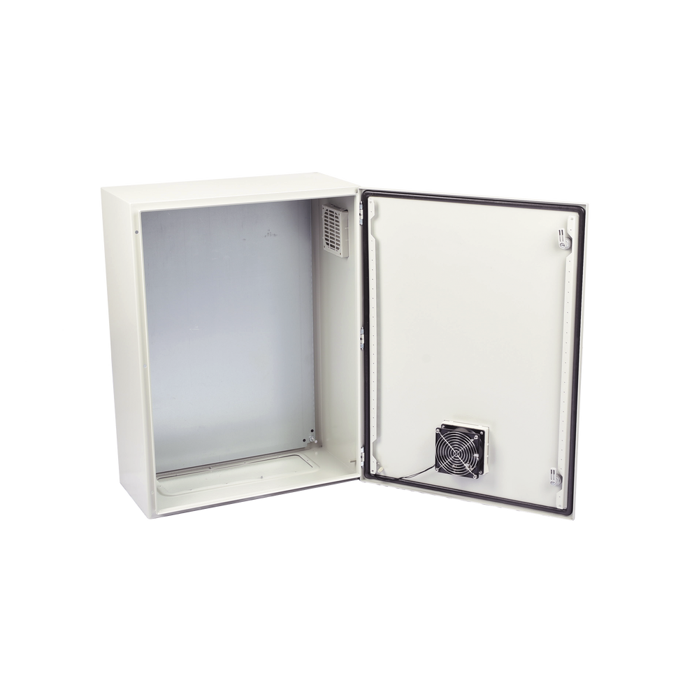 Gabinete Ventilado de Acero IP55 Uso en Exterior (400 x 600 x 250 mm) con Placa Trasera Interior Metálica y Compuerta Inferior Atornillable. Incluye Ventilador, Ventilas, filtros, Chapas y Llave T. - Image 5