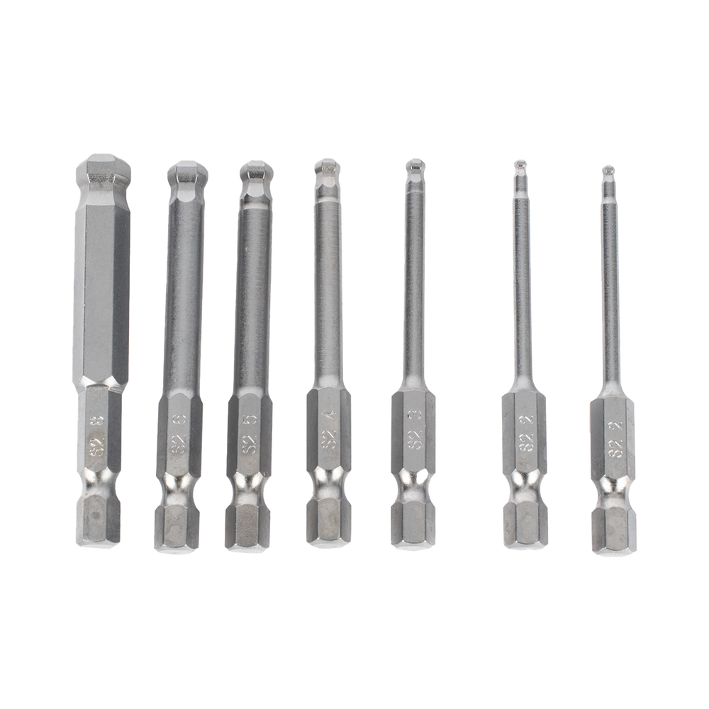 Juego de 7 Puntas Hexagonales / Allen, Milimétricas con Cabeza Redonda para Destornillador de entrada Hexagonal de 1/4" - Image 3