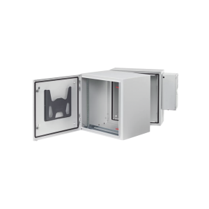 Gabinete Industrial ProTek de 12 UR Puerta Sólida de 612 x 600 x 789 mm Con Aire Acondicionado de 2000 BTU, Protección NEMA Tipo 4/12; IP66; IK10, Abatible, Fabricado en Acero, Color Gris Claro