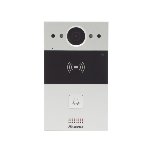 Videoportero de 1 Botón / Lector de Tarjetas MIFARE y PROX EM / Notificación a APP / 100% en la Nube / Notificación por Llamada Telefónica / SIP / ONVIF / IP65 / Cámara 2MP / Panel de Aluminio / Control de 2 Puertas