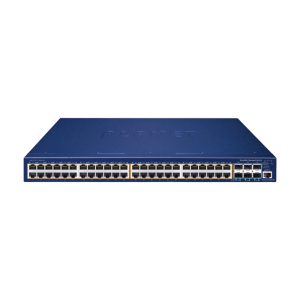 Switch Administrable Stacking Capa 3, 48 Puertos PoE Gigabit 802.3at, 6 Puertos SFP de 10 G, Entrada de Alimentación Redundante de 55 V cc.