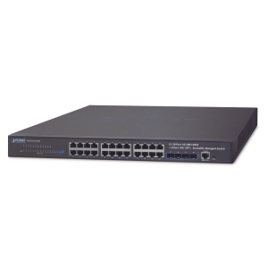 Switch Administrable Capa 3, 24-Puertos 10/100/1000T + 4-Puertos 10G SFP+, Apilable