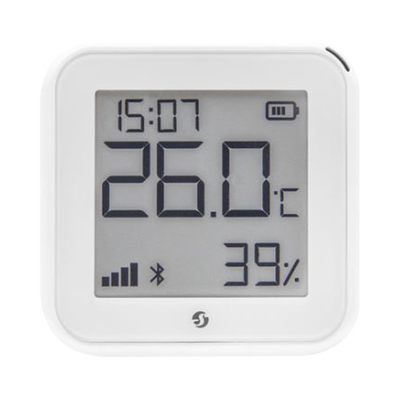 Pantalla Sensor de temperatura y humedad, inteligente e inalámbrico, integrable a la App de Shelly. (SHELLYHTGEN3)