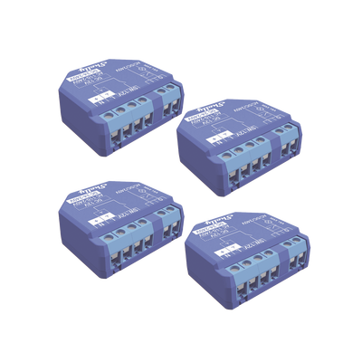 Kit de 4 / Relevador inalámbrico inteligente 16A, 110-230 V, compatible con asistente de voz Alexa, Google Home (SHELLYPLUS1K4)