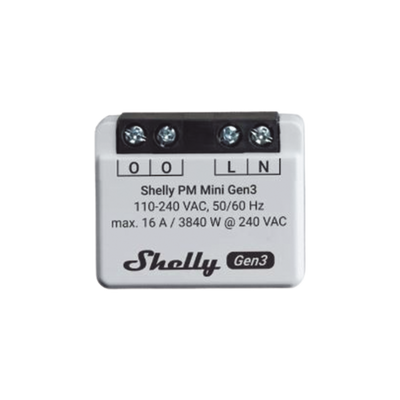 Mini Medidor de consumo inteligente con Wi-Fi, 1 canal 16A, compatible con asistentes de voz Alexa y GoogleHome (SHELLYPMMINIGEN3)
