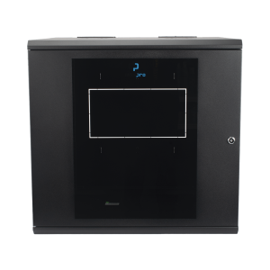 Gabinete Abatible de Pared (Con Marco Trasero) con Rack 19" de 12 Unidades. Ventana de Cristal Templado.