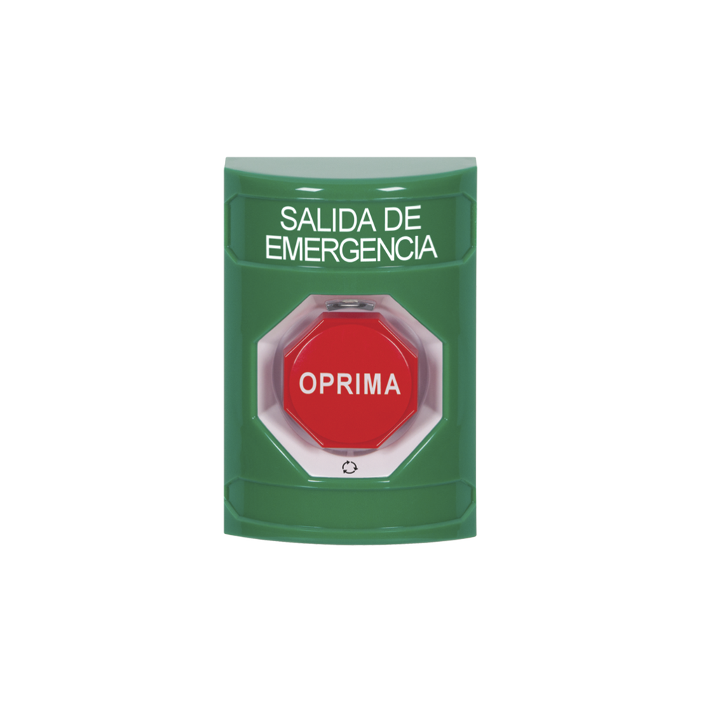 Botón de Salida de Emergencia , Texto en Español, Acción Mantenida, Girar para Restablecer, LED de iluminación