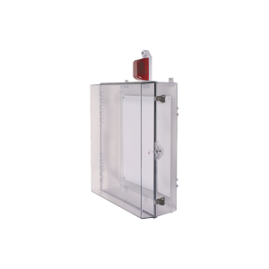 Gabinete Grande de Policarbonato Transparente S?per Resistente con Sirena/Estrobo y Cerradura con Llave