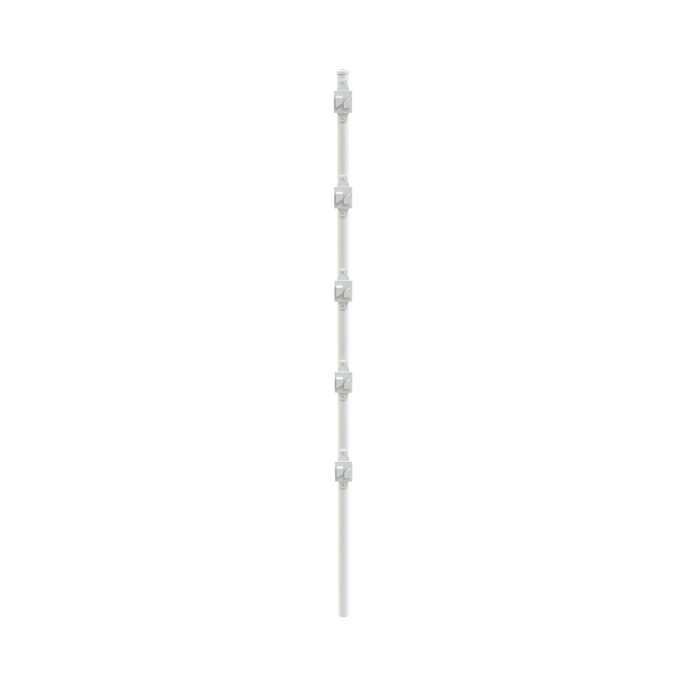 Poste con 5 Aisladores de PASO para Cerca Electrificada. Tubo Galvanizado de 1.2m, cal. 18 de 1" Diam. + Pintura Blanca Aplicación en Polvo. - Image 2