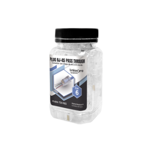 Bote con 100 Plugs Pass Through RJ45 Cat6 sin Blindaje, Chapado de Oro a 30 Micras para Durabilidad Extrema (TC6-PASS)