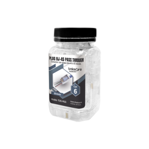 Bote con 100 Plugs Pass Through RJ45 Cat6 Blindado Chapado de Oro a 30 Micras para Durabilidad Extrema (TC6S-PASS)