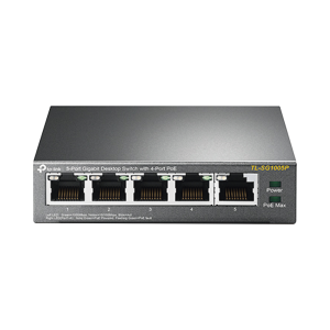 Switch Escritorio No Administrable de 5 puertos 10/100/1000 Mbps / Con 4 puertos PoE 802.3af/at de hasta 65 W / PoE Extendido hasta 250 metros