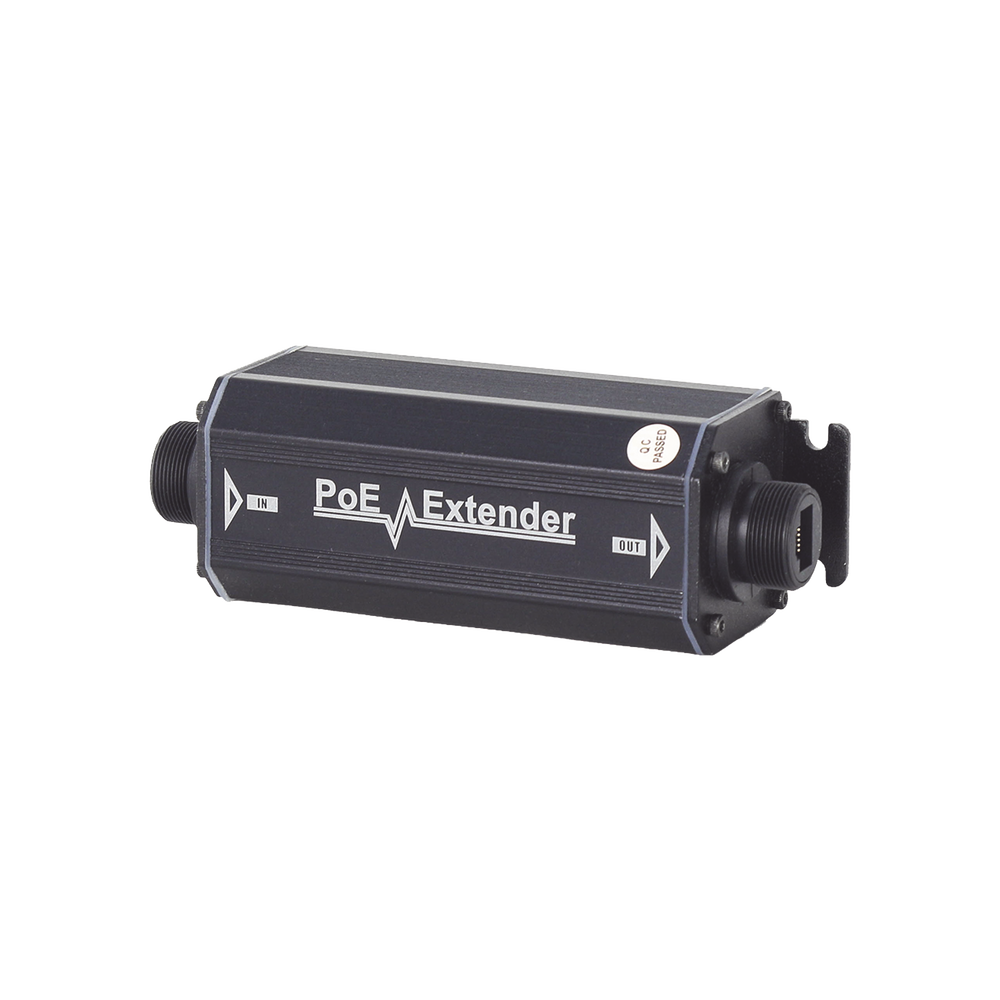 Extensor PoE / 100 Metros / Intemperie (IP66) / 60 Watts / 1 Puerto de Entrada / 1 Puerto de Salida PoE / No requiere alimentación.