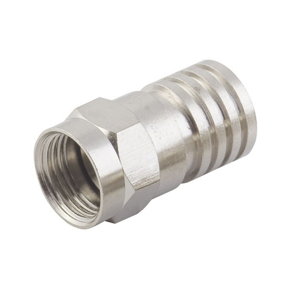Conector F Macho, Plegable de Doble Blindaje para cable RG-6, Cuerpo de Bronce Niquelado. - Image 2