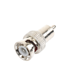 Adaptador en L?nea para 75 Ohm, de Conector BNC Macho a RCA Macho en Aplicaciones de Audio-Video para C?maras, Monitores y DVR's.